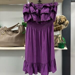 Rebecca Taylor Purple Ruffle Strapless Dress – Size 4